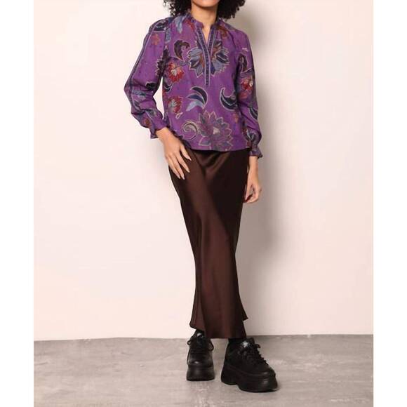 MAUDE VIVANTE Tops - Maude Vivante Ashely Top in Purple Sparkle Paisley Blouse Size Small